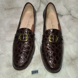 SALVATORE FERRAGAMO STUDIO Crocodile Animal Print Loafers sz 7